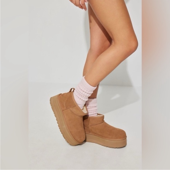 pink cotton high slouchy scrunch socks thick cotton loungewear sneakers uggs - Picture 1 of 4